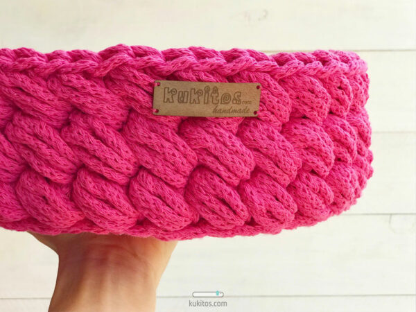Cesto tejido de cordón de algodón - fucsia