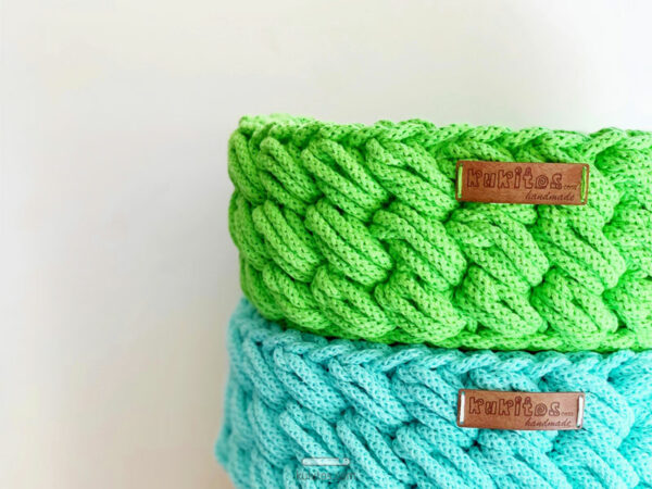Cesto tejido de cordón de algodón - verde manzana
